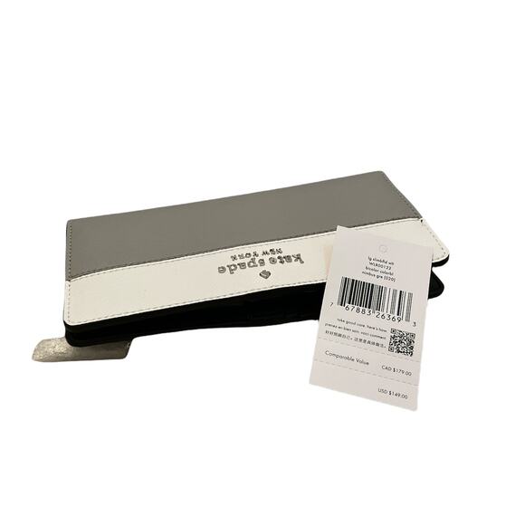 Kate Spade Staci Color Block large slim bifold wallet in nimbus Grey Multi - Picture 4 of 4